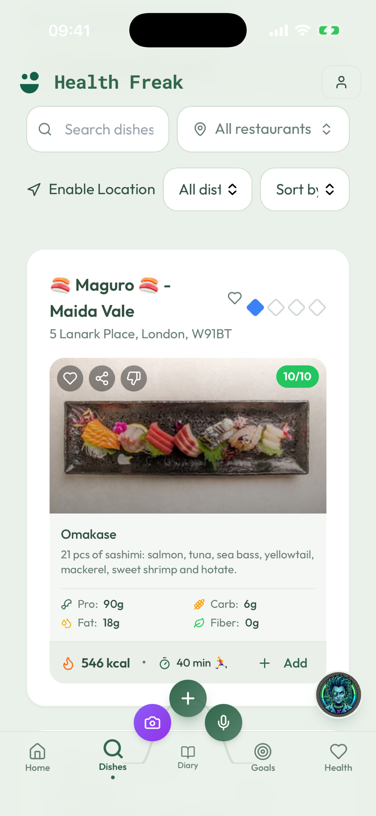 Find dishes — search and browse restaurants